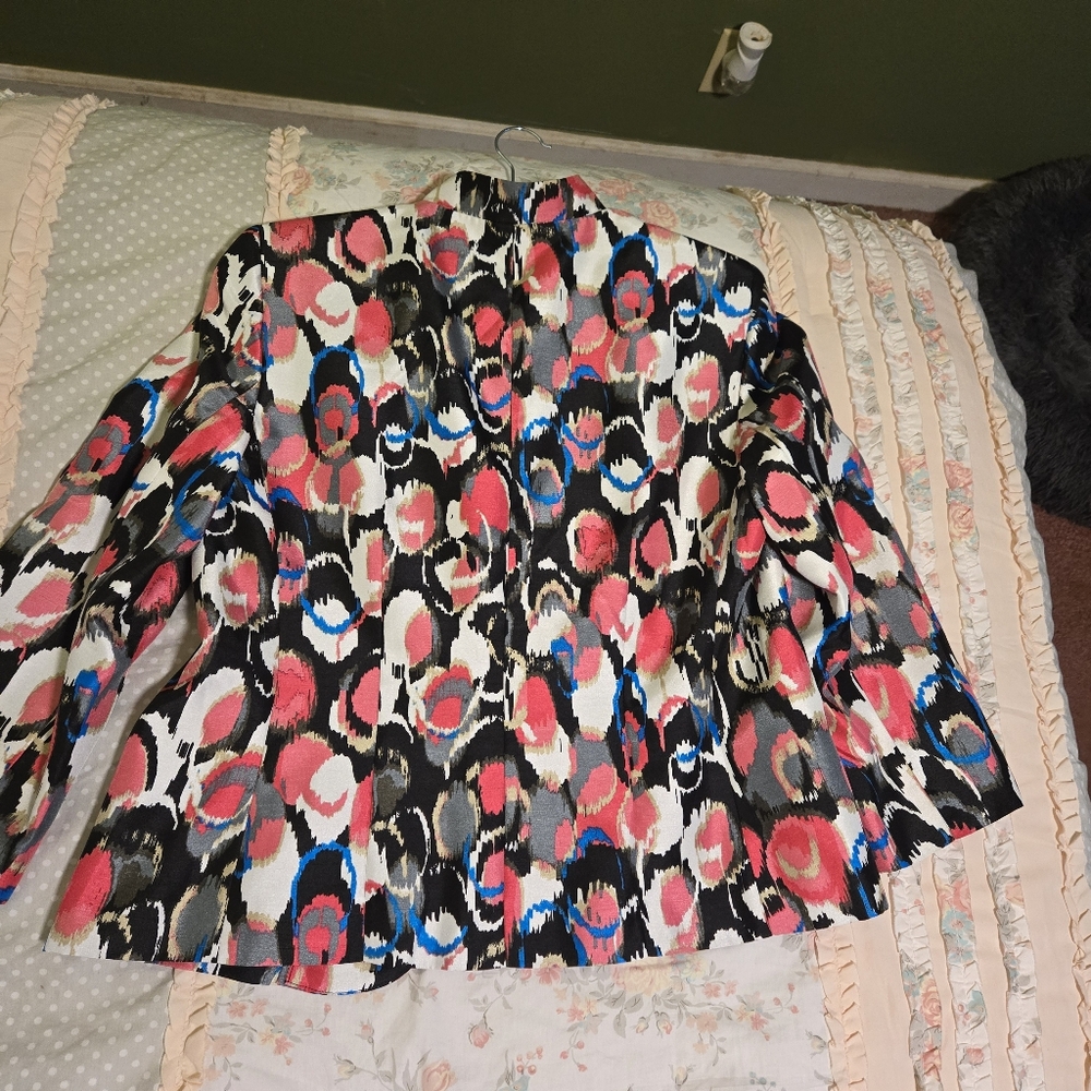 Vintage Kasper Women's Multicolor Blazer Size 10 Shoulder Pads Artsy - Picture 2 of 6